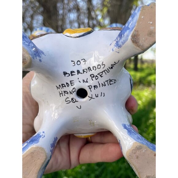 Vintage Hand Painted Portugal 3 Arm Candelabra Candle Stick Holder - Picture 5 of 16